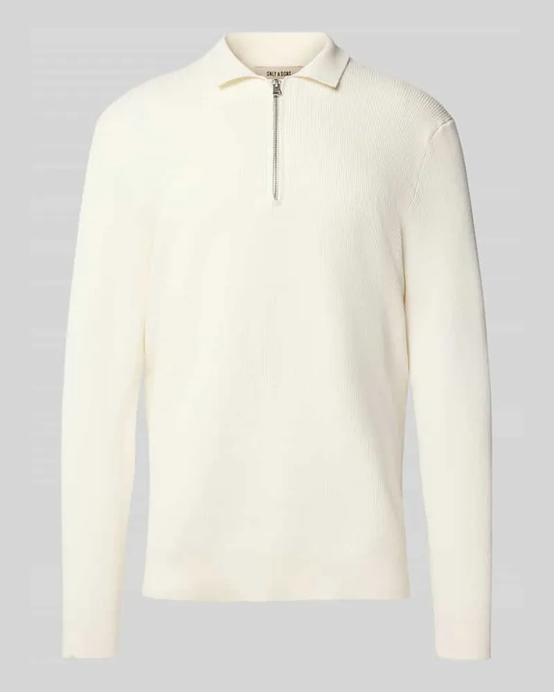 Only & Sons Regular Fit Strickpullover aus Baumwoll-Mix Modell 'PHIL Offwhite