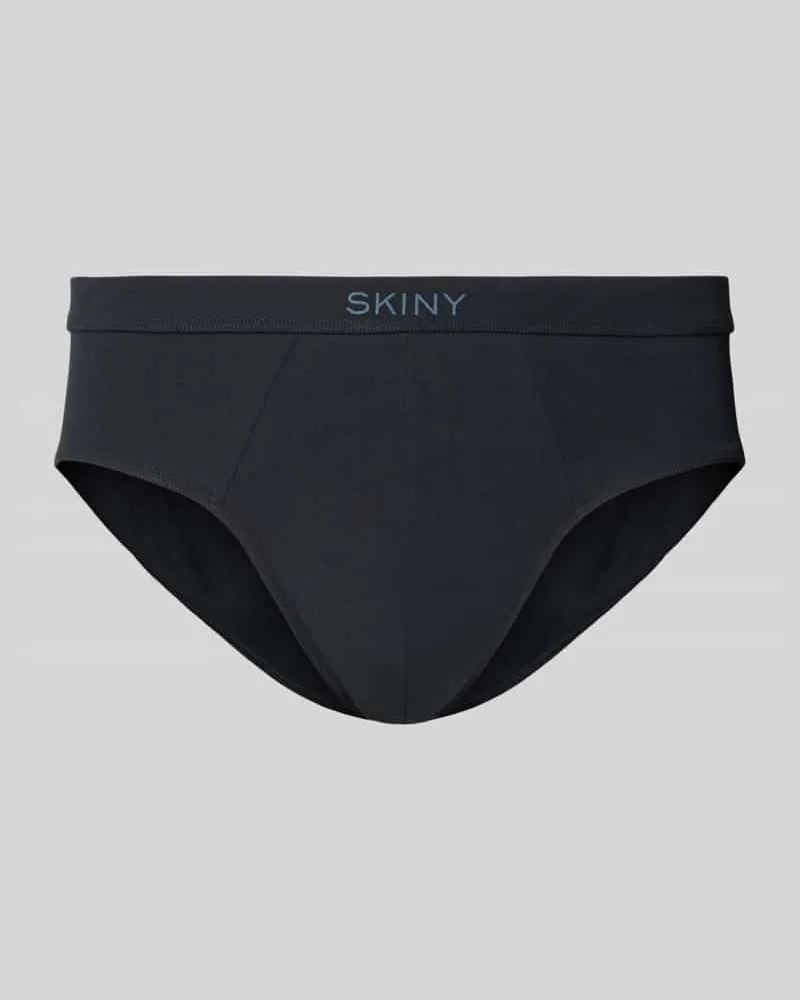 Skiny Slip mit Label-Print Black
