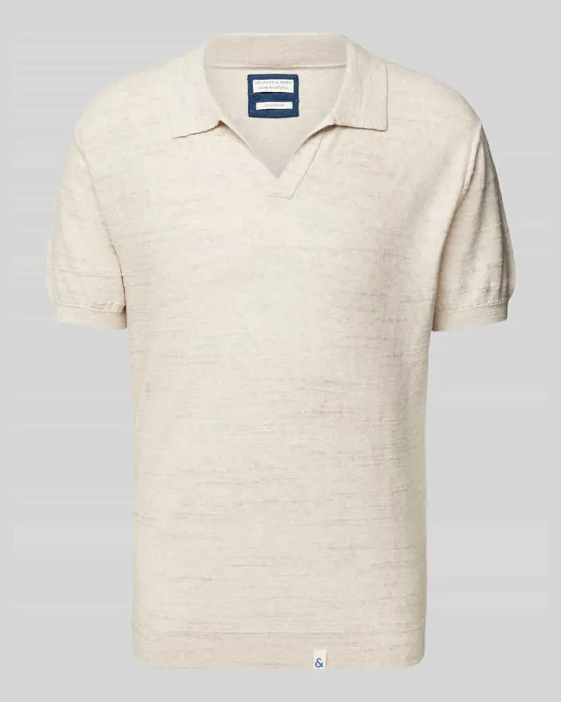 colours & sons Regular Fit Poloshirt mit V-Ausschnitt Beige
