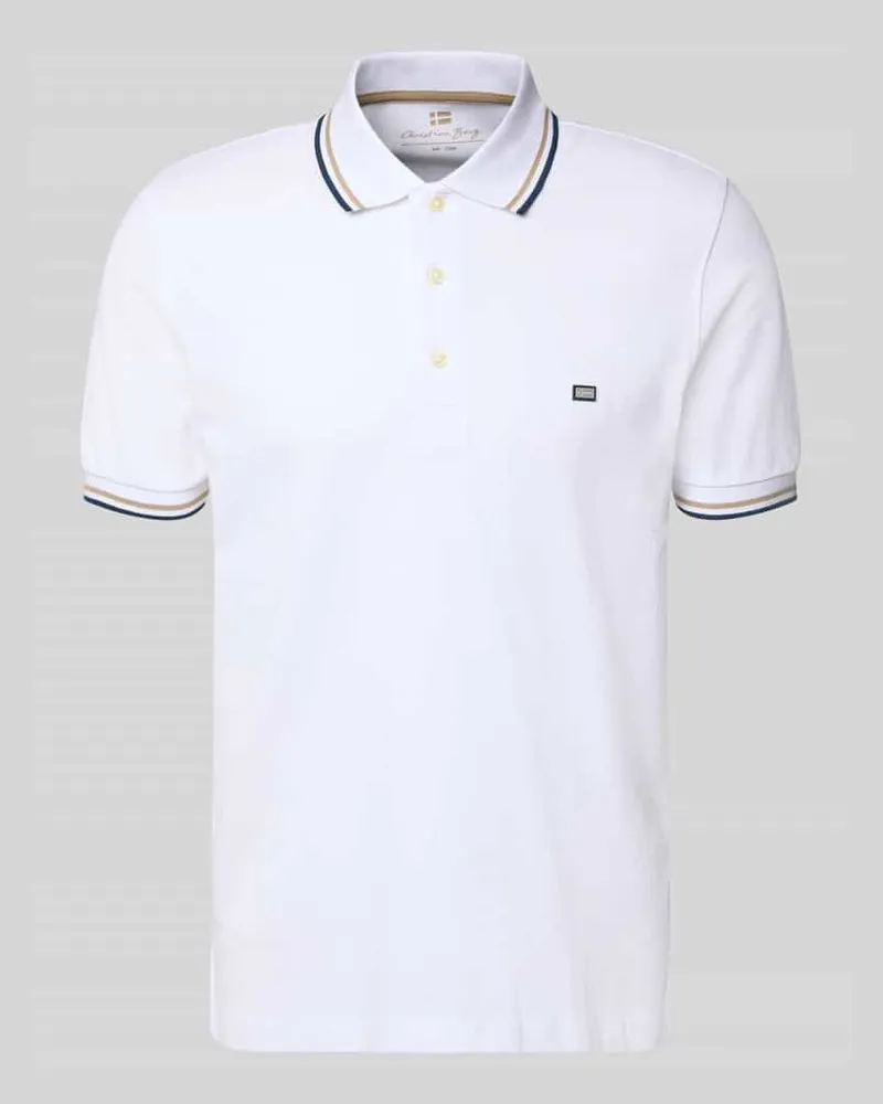 Christian Berg Regular Fit Poloshirt mit Kontraststreifen Weiss
