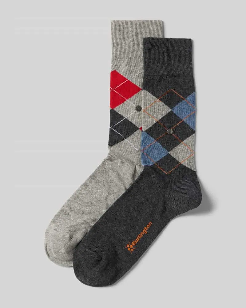 Burlington Socken mit grafischem Muster in Geschenkbox als 2er-Pack Mittelgrau