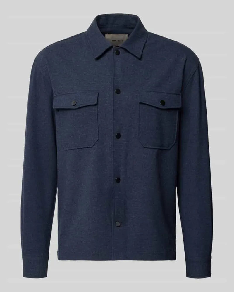 Only & Sons Hemdjacke mit Brusttaschen mit Viskose-Anteil Dunkelblau