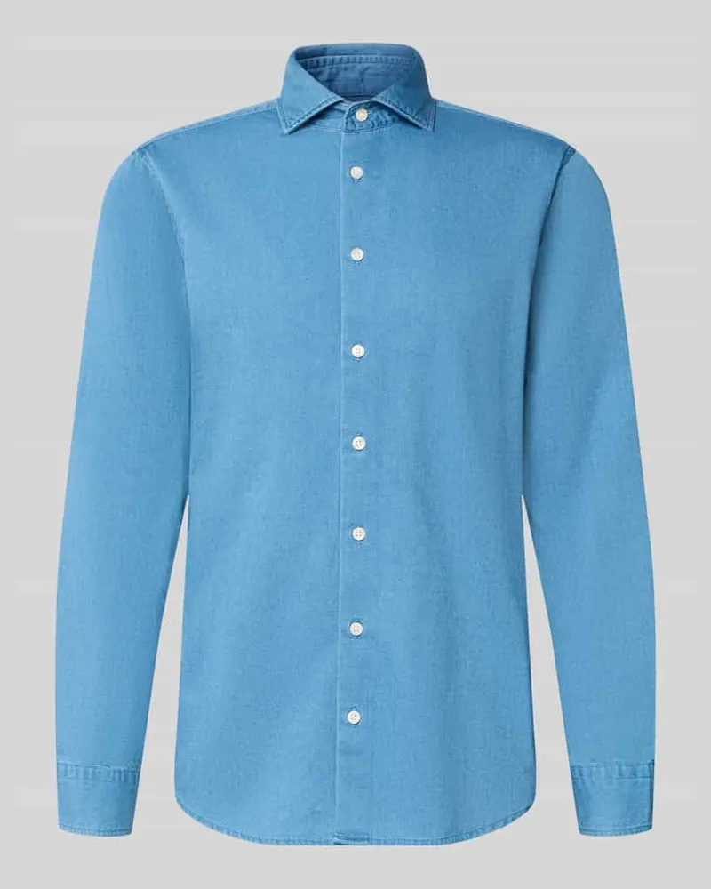 Seidensticker Regular Fit Businesshemd aus reiner Baumwolle Modell 'Casual Spread Kent Jeansblau