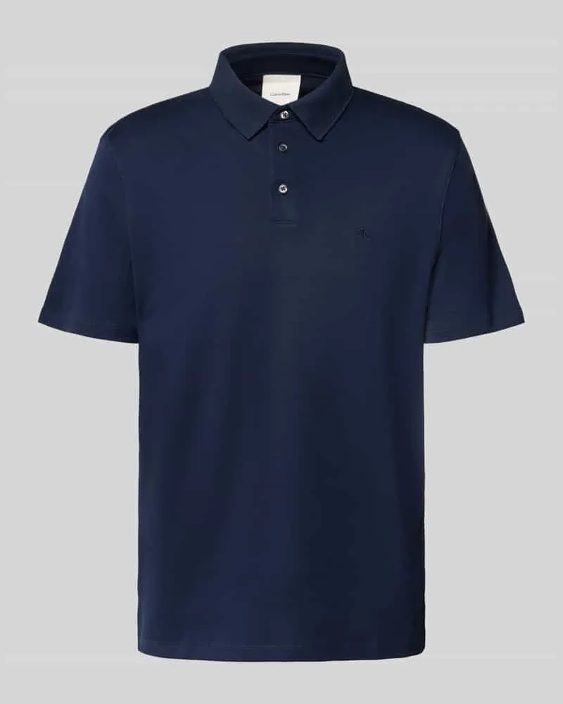 Calvin Klein Relaxed Fit Poloshirt mit Logo-Stitching Modell 'SUPIMA Marine