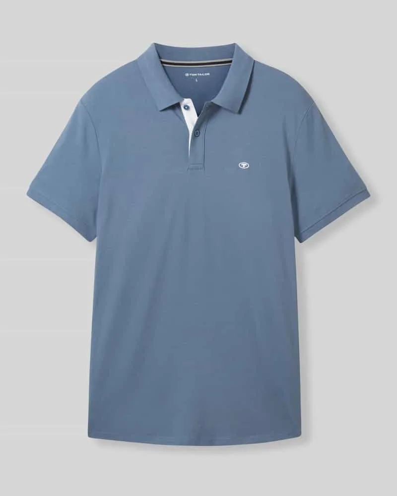 Tom Tailor Regular Fit Poloshirt aus Baumwoll-Viskose-Mix Mittelgrau