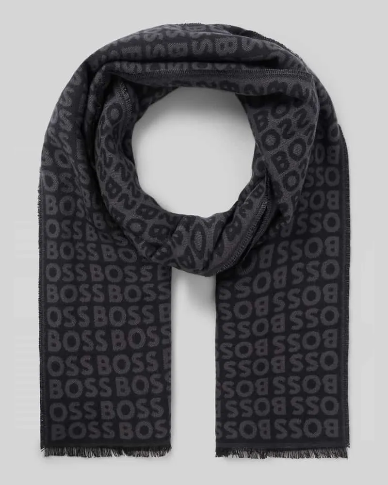 HUGO BOSS Schal mit Jacquard Logo-Design Black