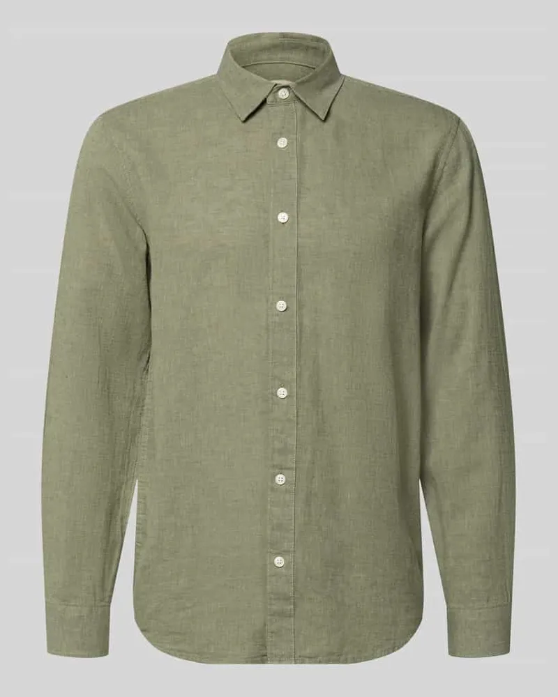 Only & Sons Slim Fit Freizeithemd aus Baumwoll-Leinen-Mix Modell 'CAIDENLS SOLID Hellgruen