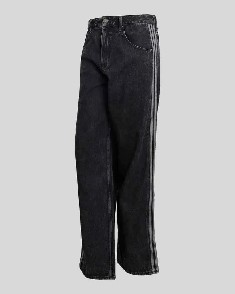 adidas Wide Leg Jeans aus reiner Baumwolle mit Logo-Detail Black