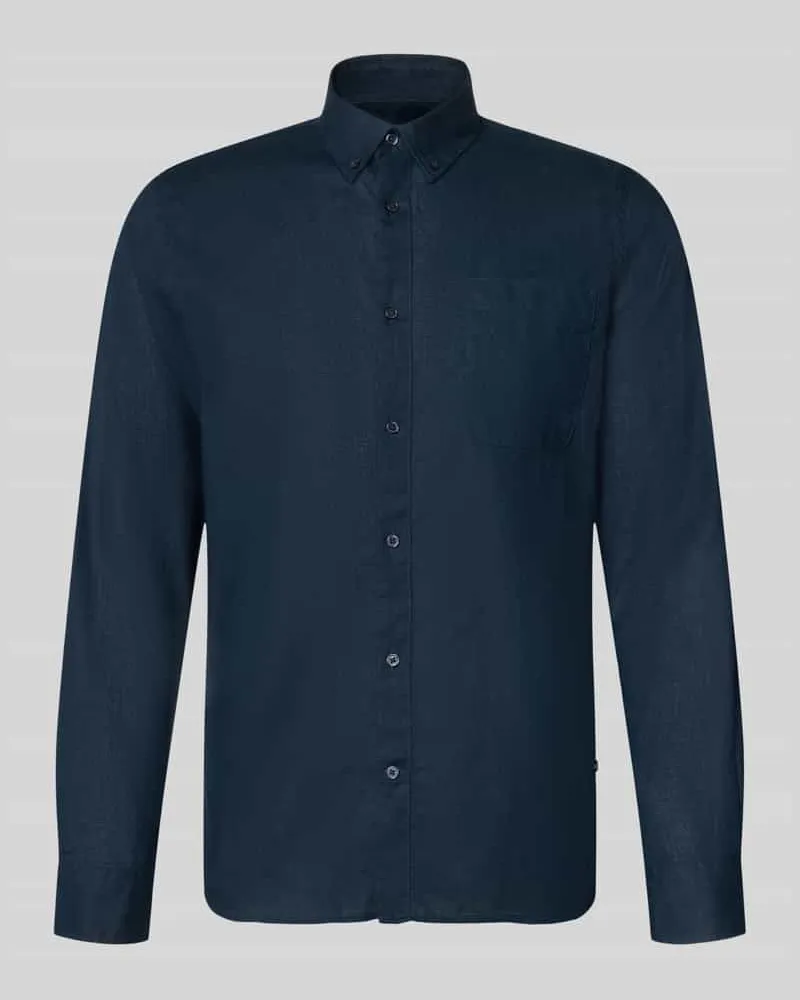 Matinique Regular Fit Freizeithemd mit Leinen-Anteil Marine