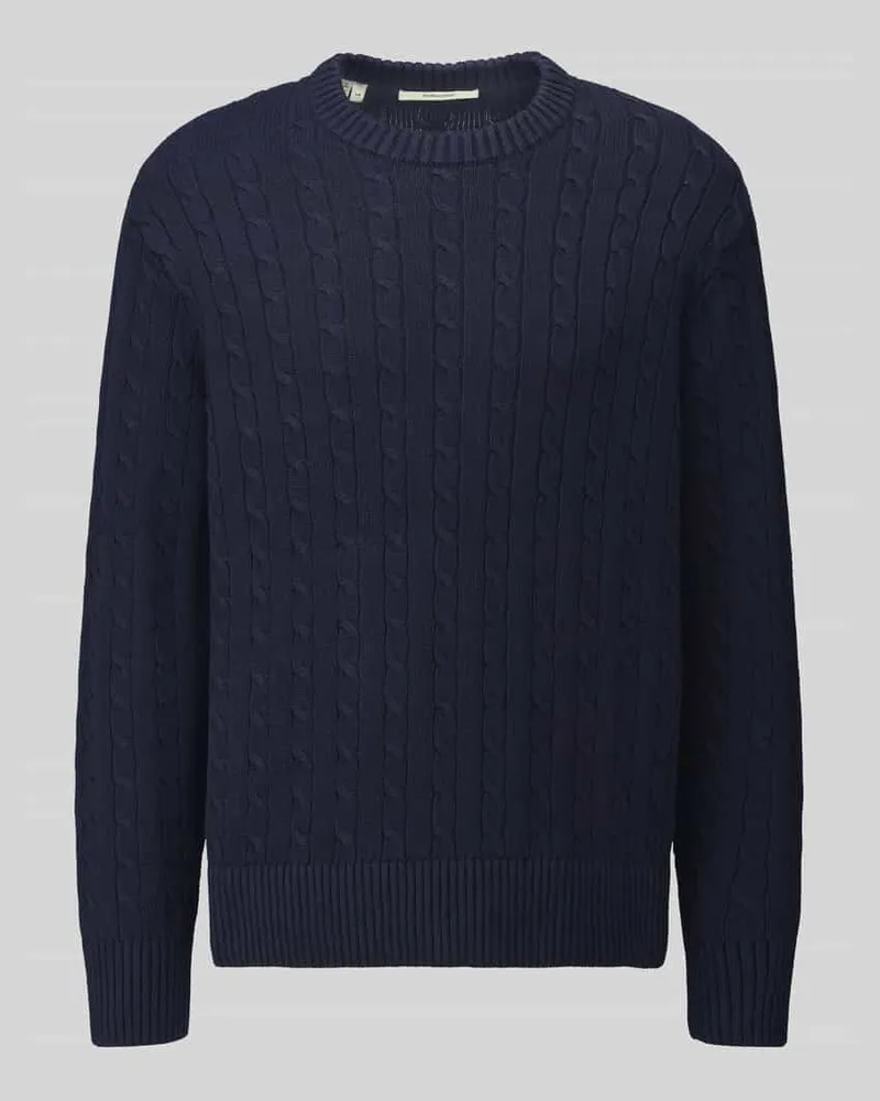 Selected Relaxed Fit Pullover aus reiner Baumwolle Modell 'BRAUN Dunkelblau