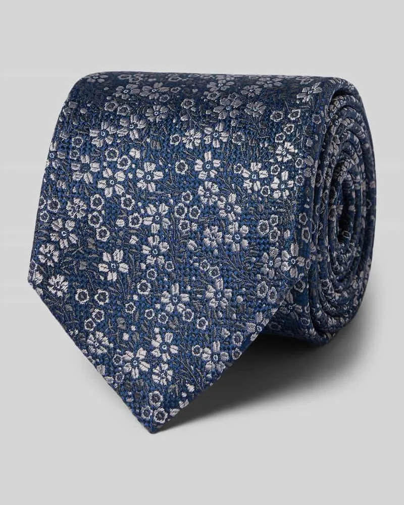Monti Krawatte aus Seide im Allover-Look (7,5 cm Blau