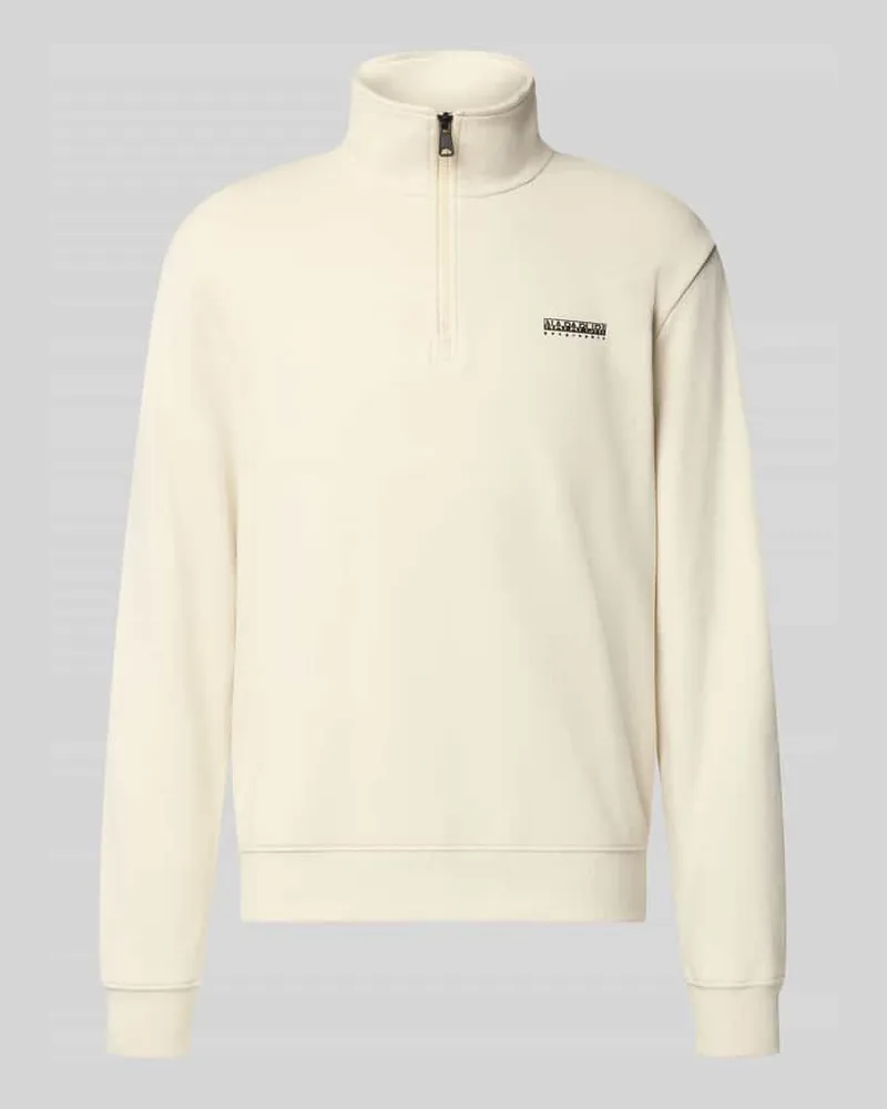 Napapijri Relaxed Fit Sweatshirt aus elastischem Baumwoll-Mix Offwhite