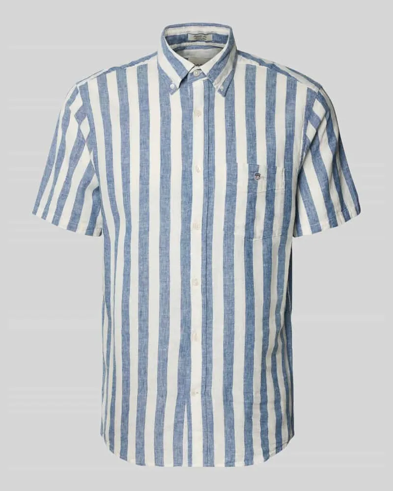 Gant Regular Fit Freizeithemd aus Leinen-Baumwoll-Mix Royal