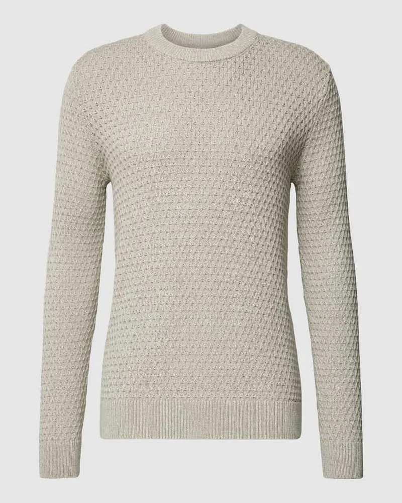 Selected Homme Strickpullover mit Strukturmuster Modell 'REMYS Hellgrau