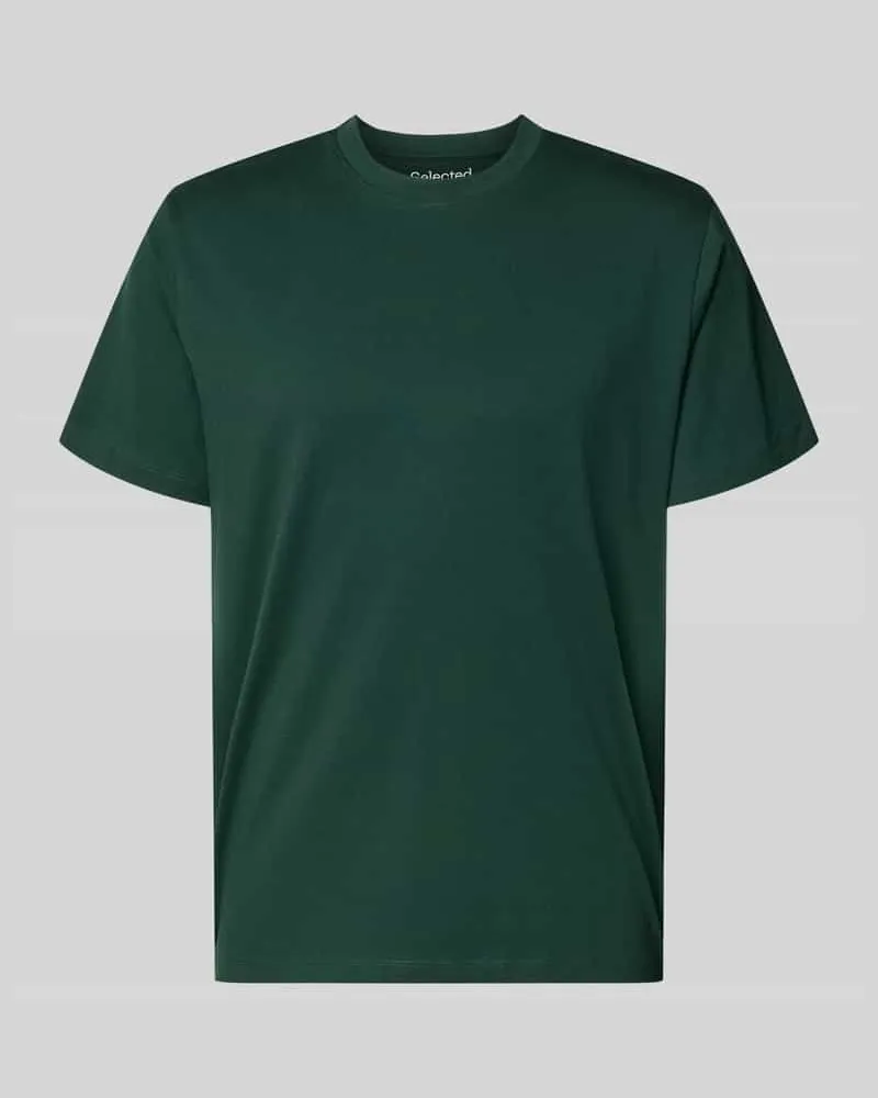 Selected Homme Regular Fit T-Shirt aus reiner Baumwolle Modell 'HASPEN Dunkelgruen
