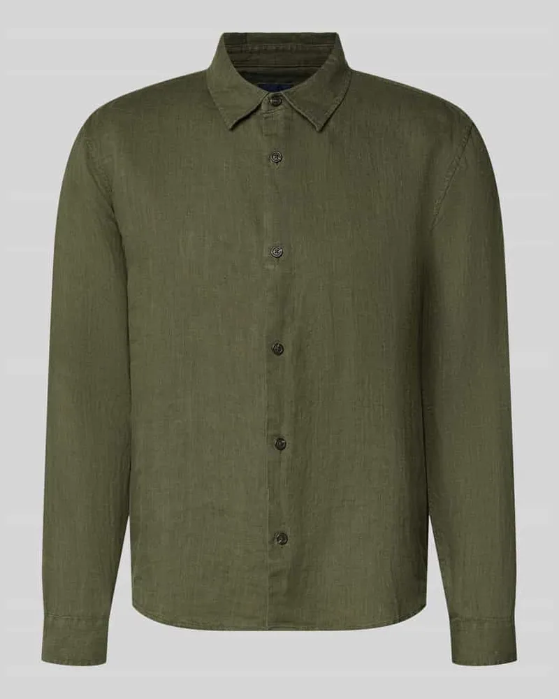 GAP Regular Fit Leinenhemd mit Kentkragen Oliv
