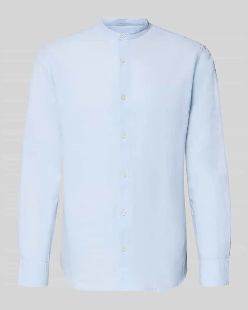 Jack & Jones Freizeithemd mit Leinen-Anteil Modell 'BREEZE Hellblau