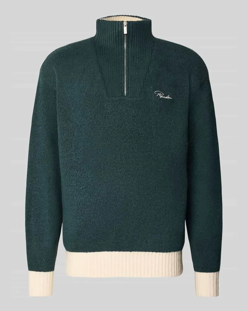 PEGADOR Regular Fit Strickpullover mit Reißverschluss Modell 'Gilmonde Dunkelgruen