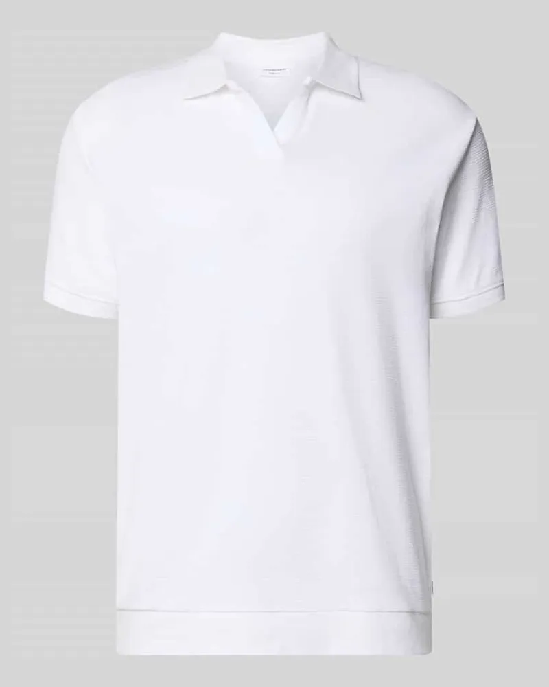 Lindbergh Comfort Fit Poloshirt mit V-Ausschnitt Weiss