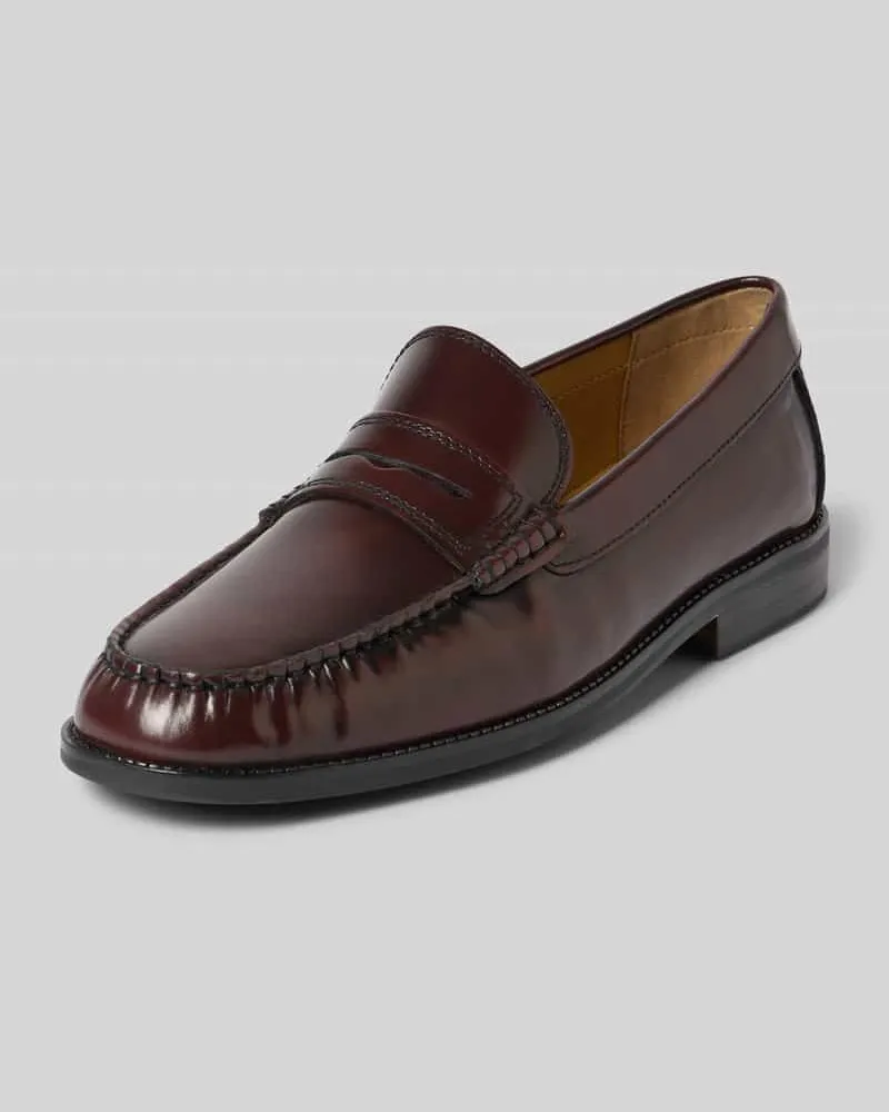 Jack & Jones Loafers aus Leder Modell 'PENNYBAR Dunkelrot