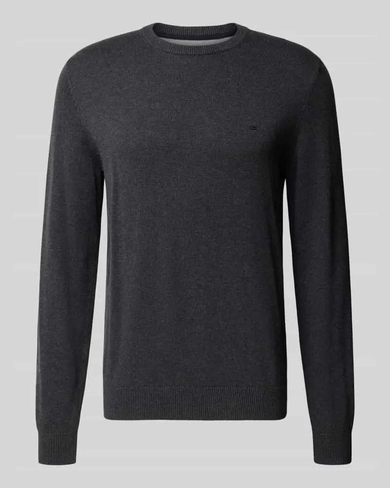 Christian Berg Regular Fit Strickpullover aus Baumwoll-Woll-Mix Dunkelgrau