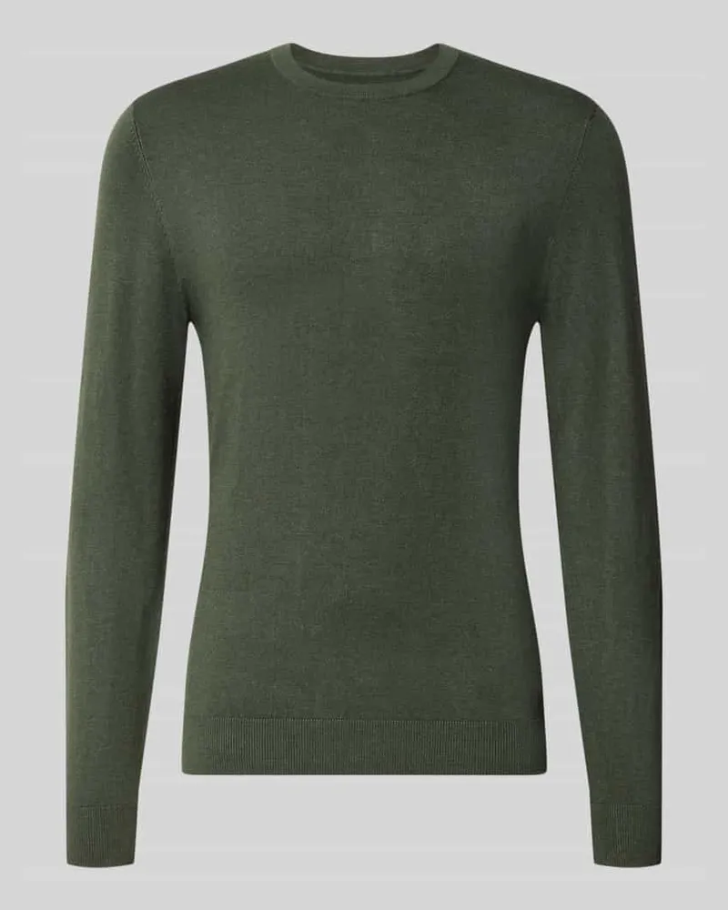 McNeal Strickpullover mit geripptem Rundhalsausschnitt Khaki