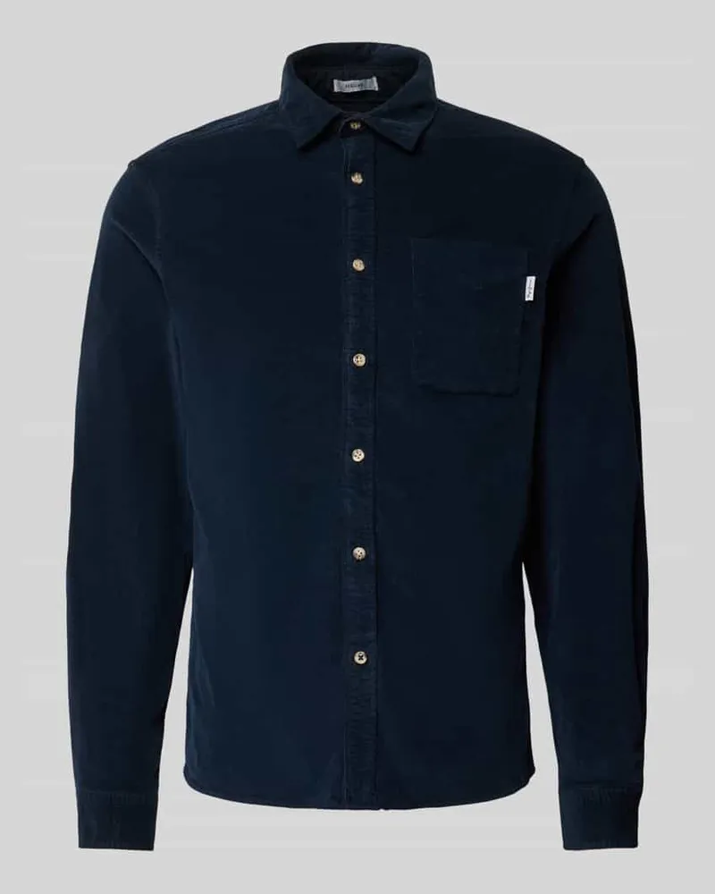 Pepe Jeans Regular Fit Freizeithemd aus Baumwoll-Mix Modell 'CLAYTON Marine