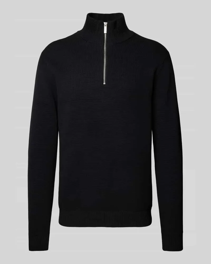 Selected Homme Strickpullover mit gerippten Abschlüssen Modell 'DANE Black