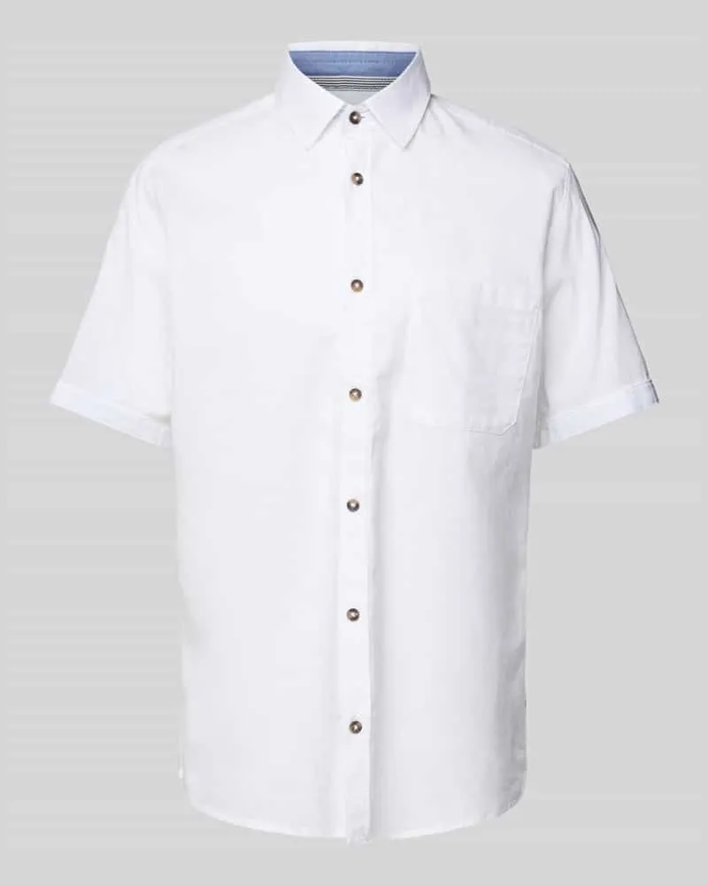 Tom Tailor Regular Fit Leinenhemd mit kurzem Arm 