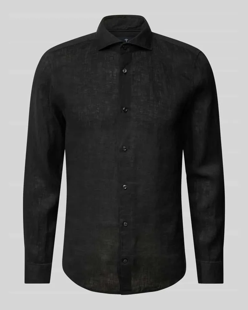 JOOP! Slim Fit Leinenhemd mit Haifischkragen 