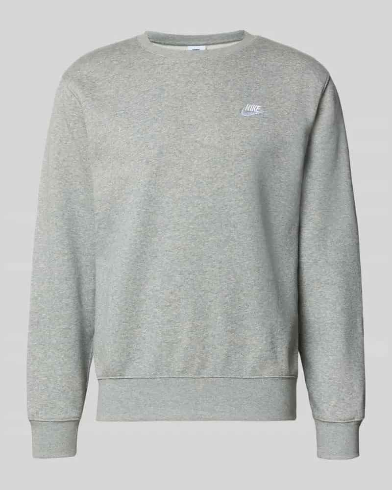 Nike Sweatshirt mit Label-Stitching und Rundhalsausschnitt Hellgrau