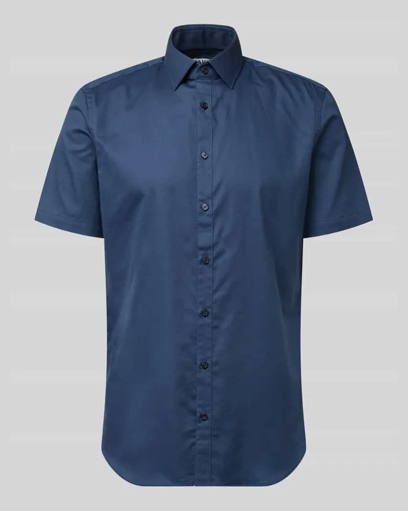 JAKE*S Slim Fit Business-Hemd aus Baumwolle mit Kentkragen Jeansblau