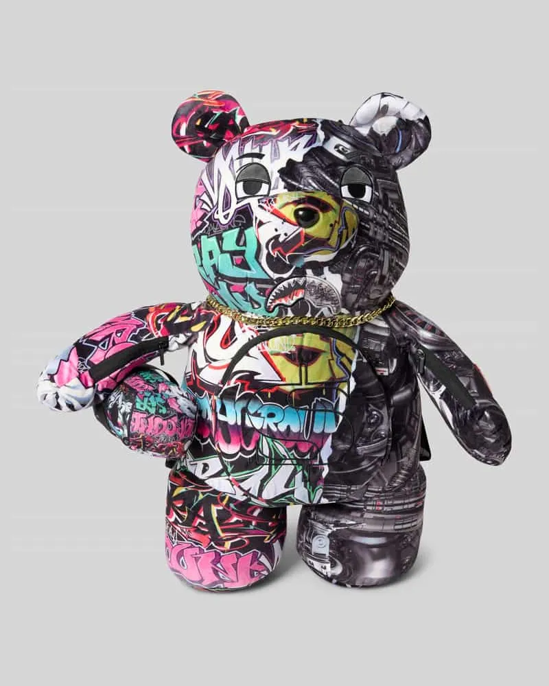 Sprayground Rucksack in Teddy-Optik Modell 'SPLIT CYBERSHARK Black