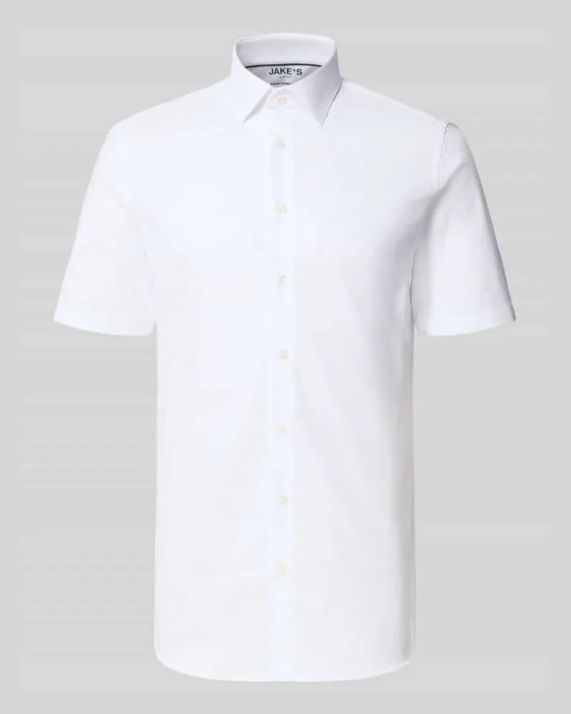 JAKE*S Slim Fit Business-Hemd mit Kentkragen Weiss
