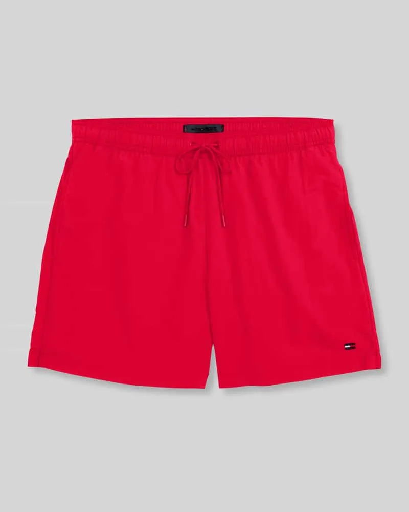 Tommy Hilfiger Regular Fit Badehose mit Logo Stitching Rot