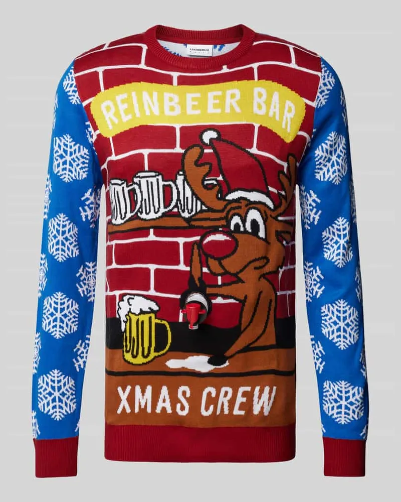 Lindbergh Strickpullover aus Viskose mit Motiv-Stitching Royal