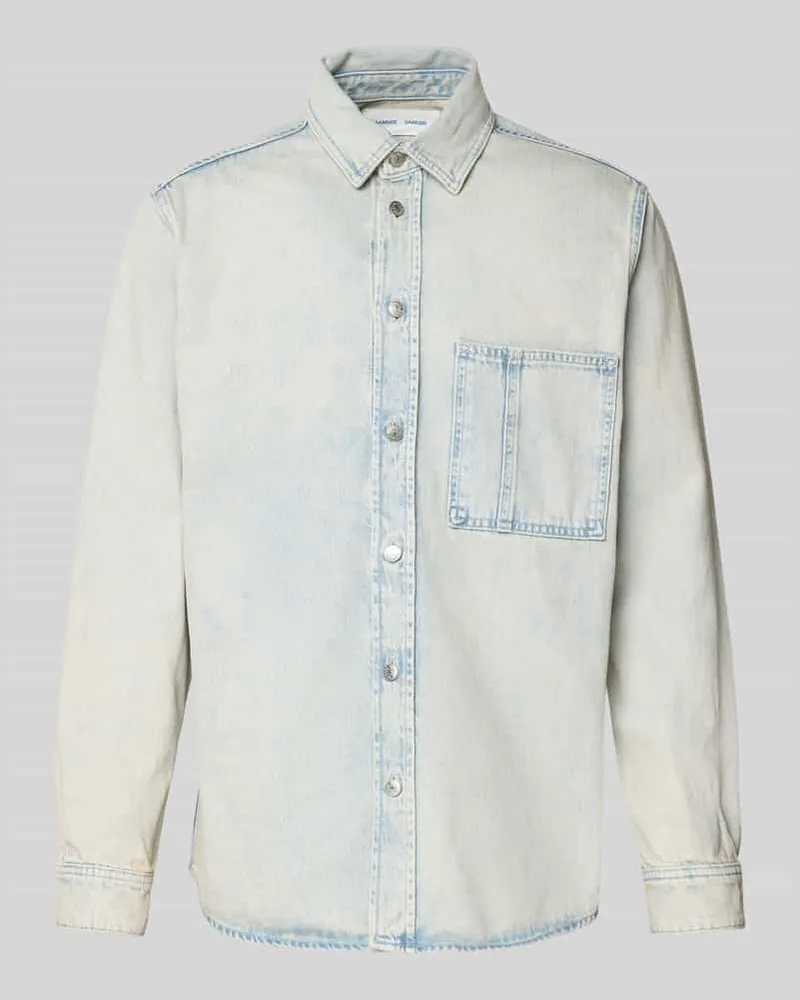 Samsøe & Samsøe Regular Fit Jeanshemd mit Brusttasche Modell 'DAMON Hellblau