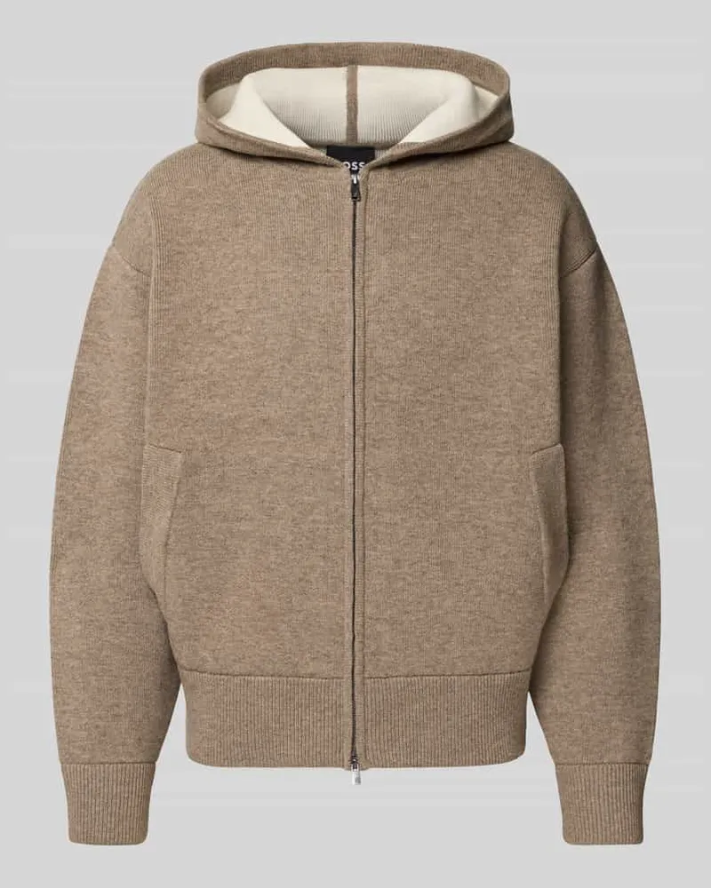 HUGO BOSS Strickjacke mit Kapuze Modell 'C-Folmo Beige
