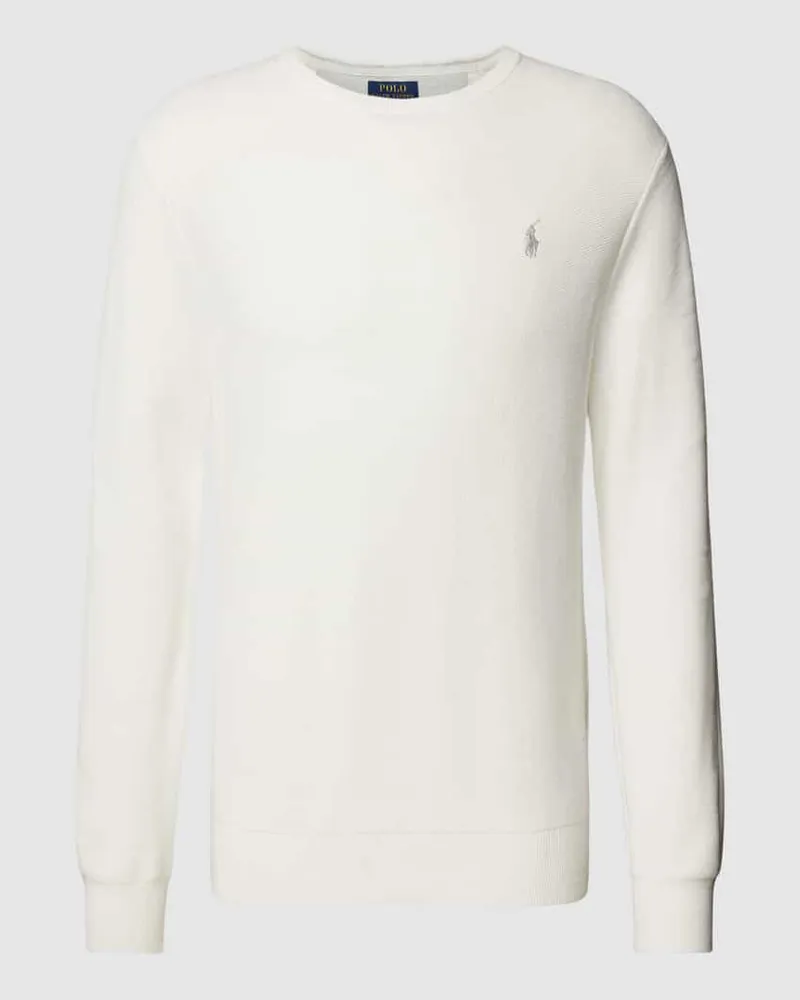 Ralph Lauren Pullover mit Strukturmuster und Label-Stitching Offwhite
