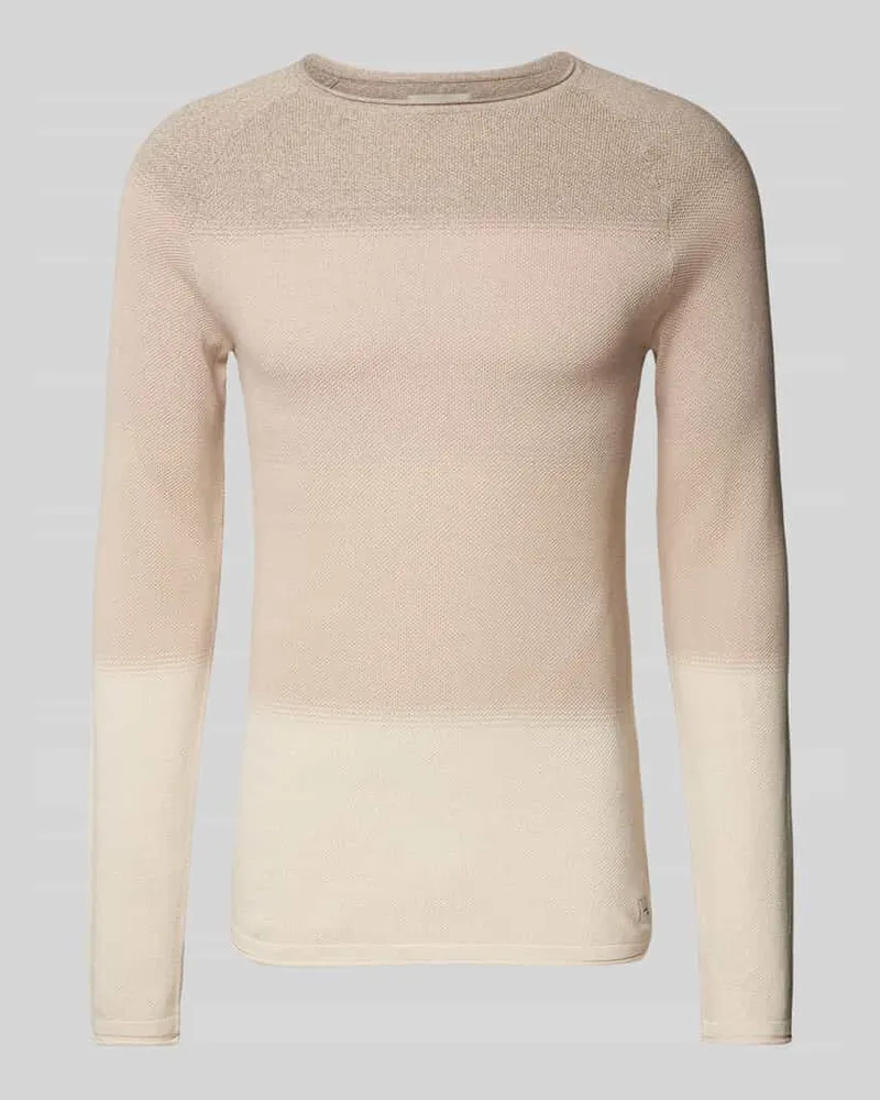 Jack & Jones Regular Fit Strickpullover aus reiner Baumwolle Beige