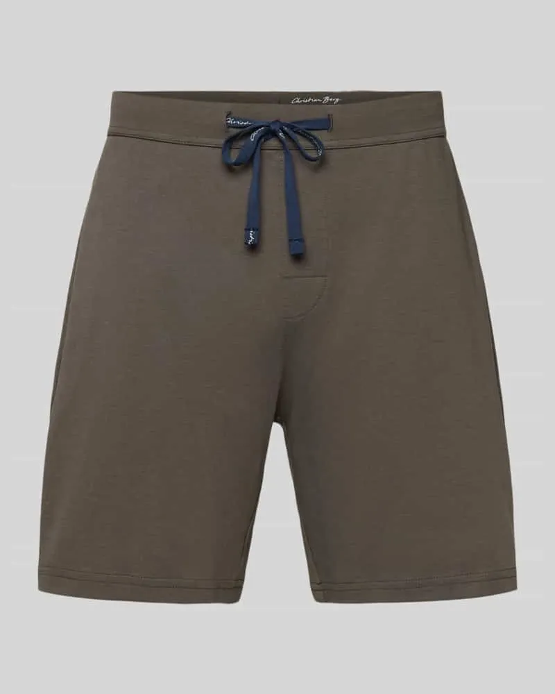Christian Berg Shorts mit elastischem Bund Oliv