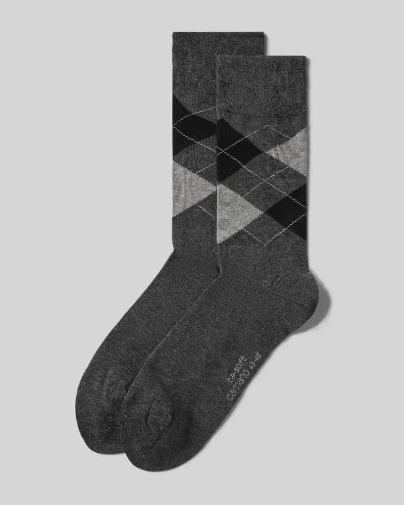 Camano Socken mit Karomuster im 2er-Pack Anthrazit