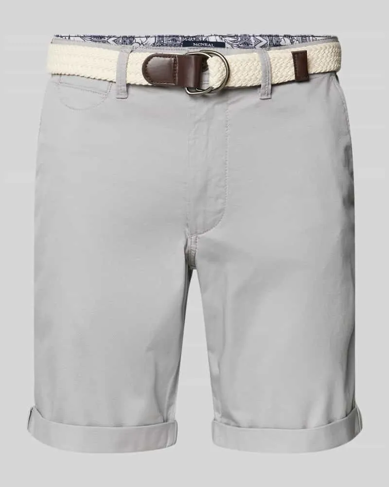 McNeal Slim Fit Bermudas mit Gürtel Flanell