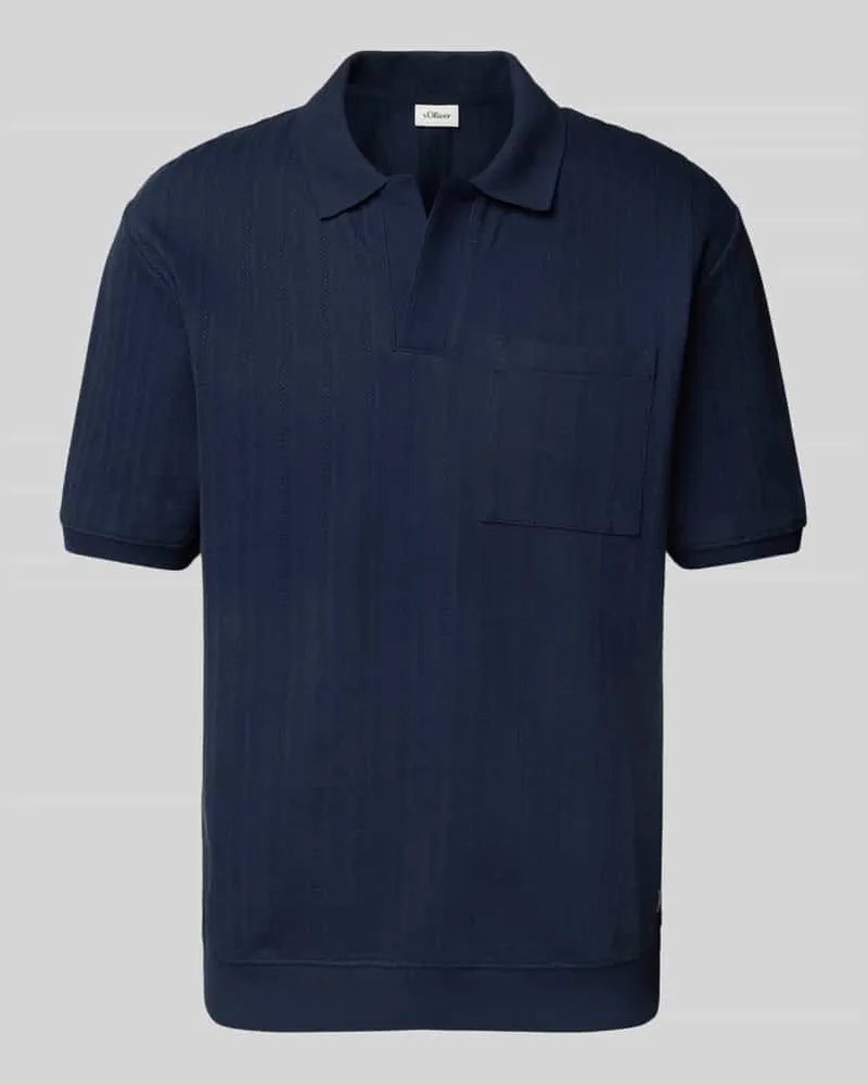 S.Oliver Relaxed Fit Poloshirt aus reiner Baumwolle Dunkelblau