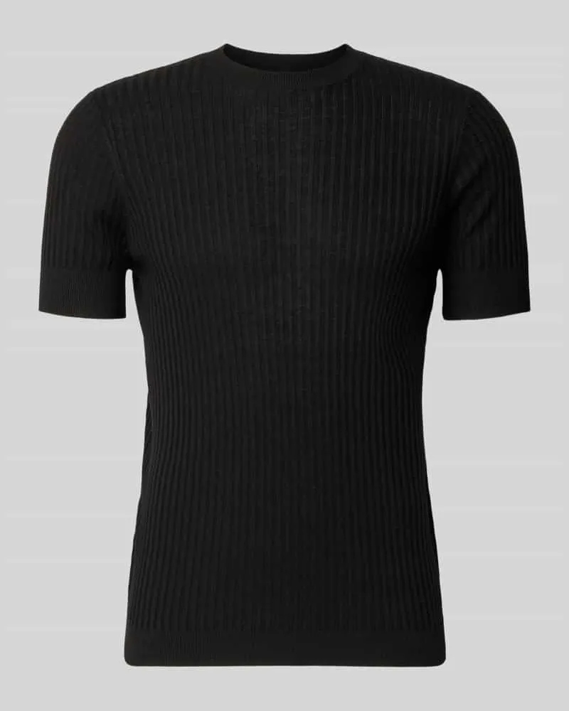 Antony Morato T-Shirt aus Viskose-Mix in Ripp-Optik Black
