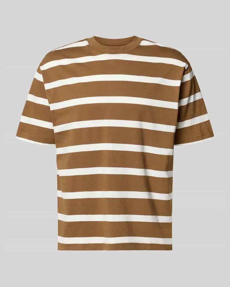 McNeal T-Shirt mit geripptem Rundhalsausschnitt Hellbraun