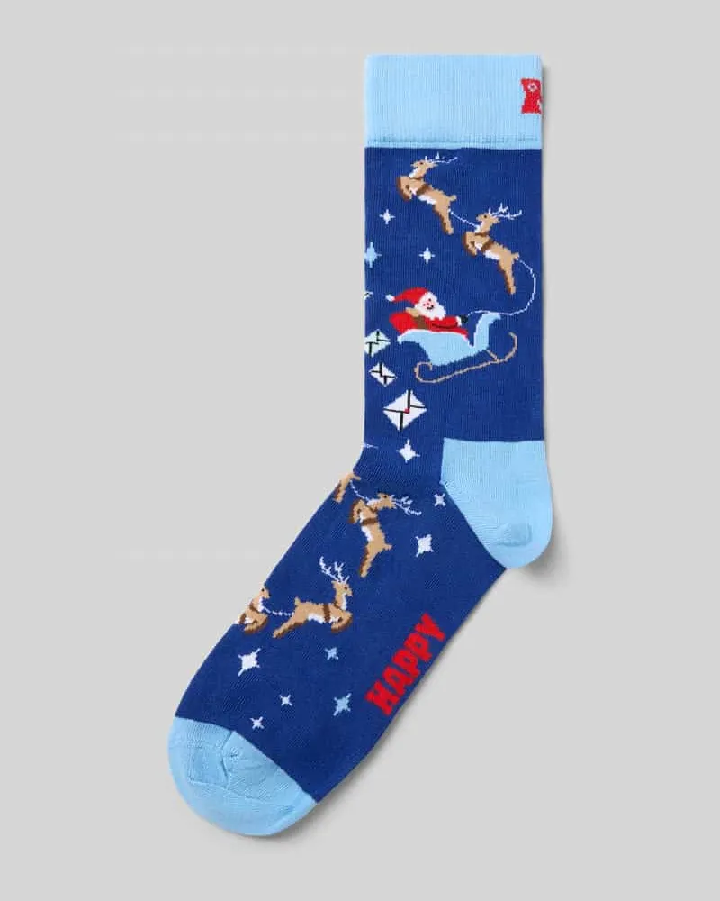 Happy Socks Socken aus elastischem Baumwoll-Mix mit Logo-Stitching Blau