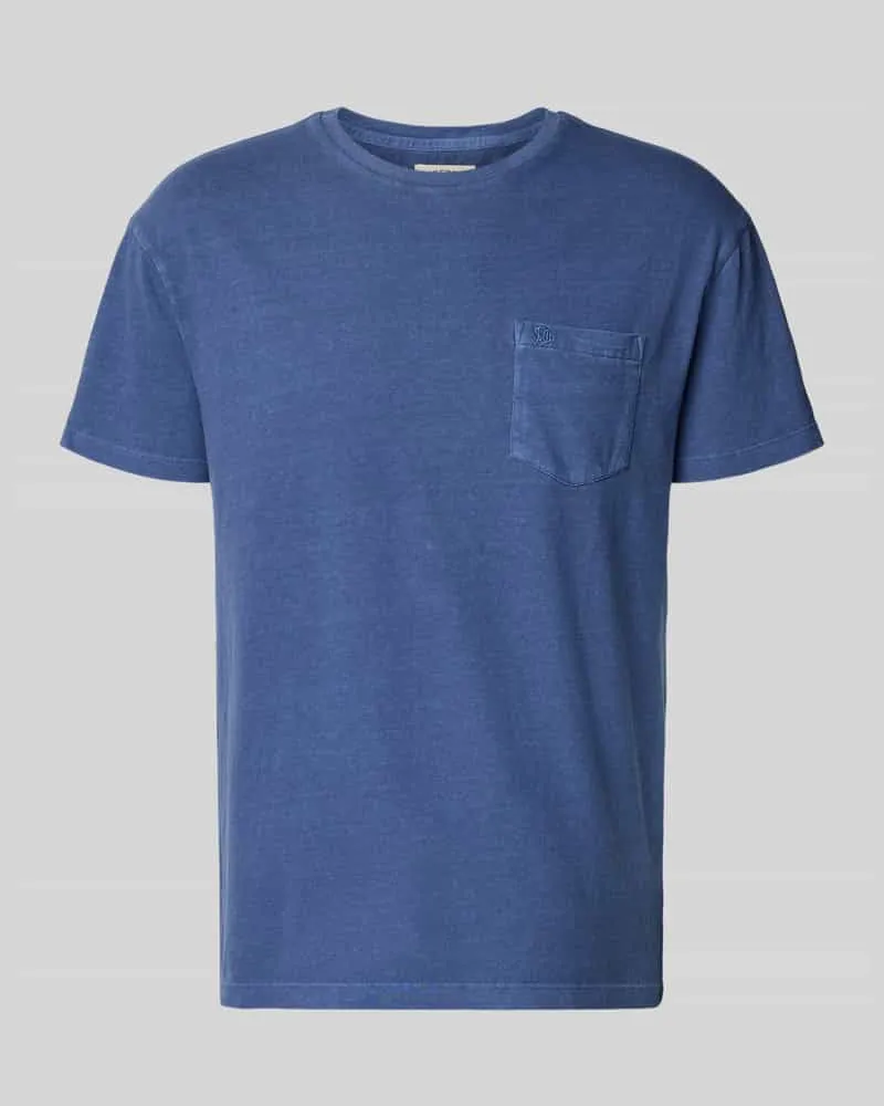 Superdry. T-Shirt aus Baumwoll-Leinen-Mix mit Brusttasche Blau