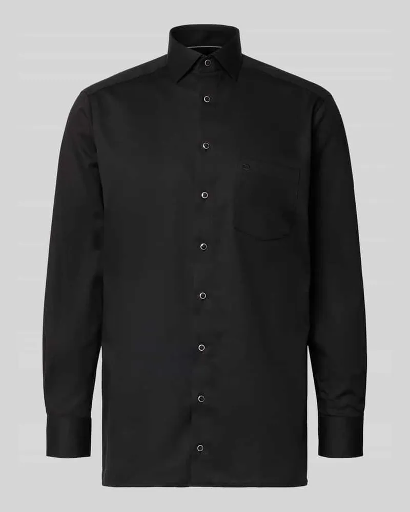 Olymp Regular Fit Businesshemd aus Baumwolle mit Kentkragen Black