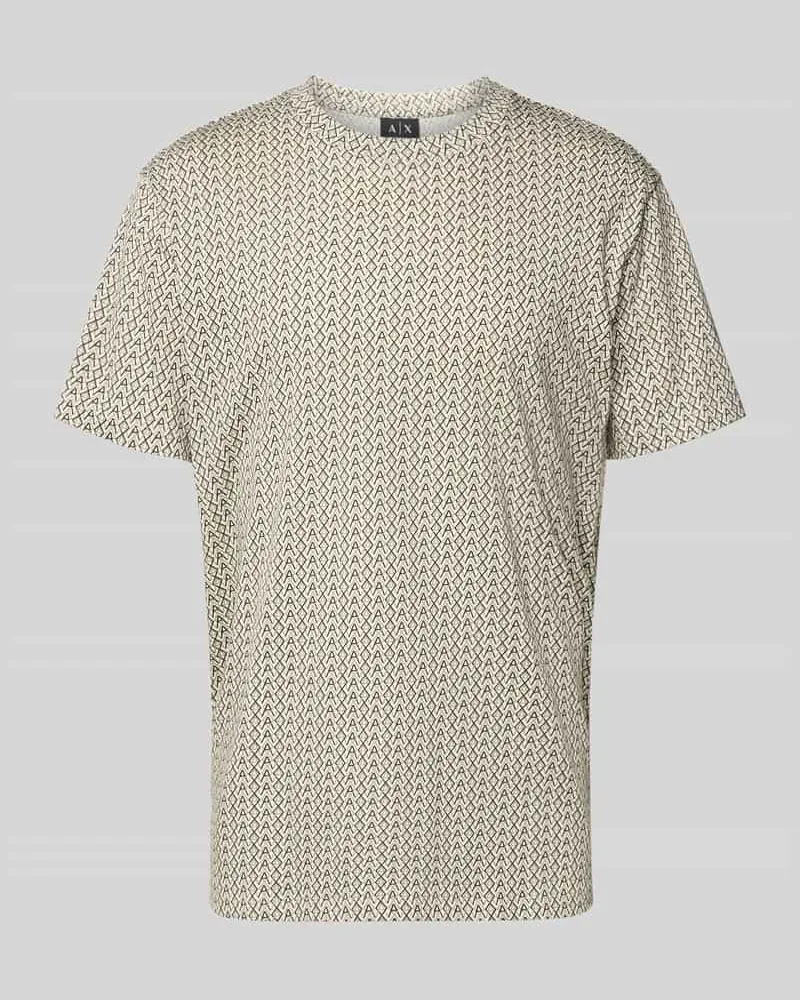 Armani Exchange T-Shirt mit geripptem Rundhalsausschnitt Taupe